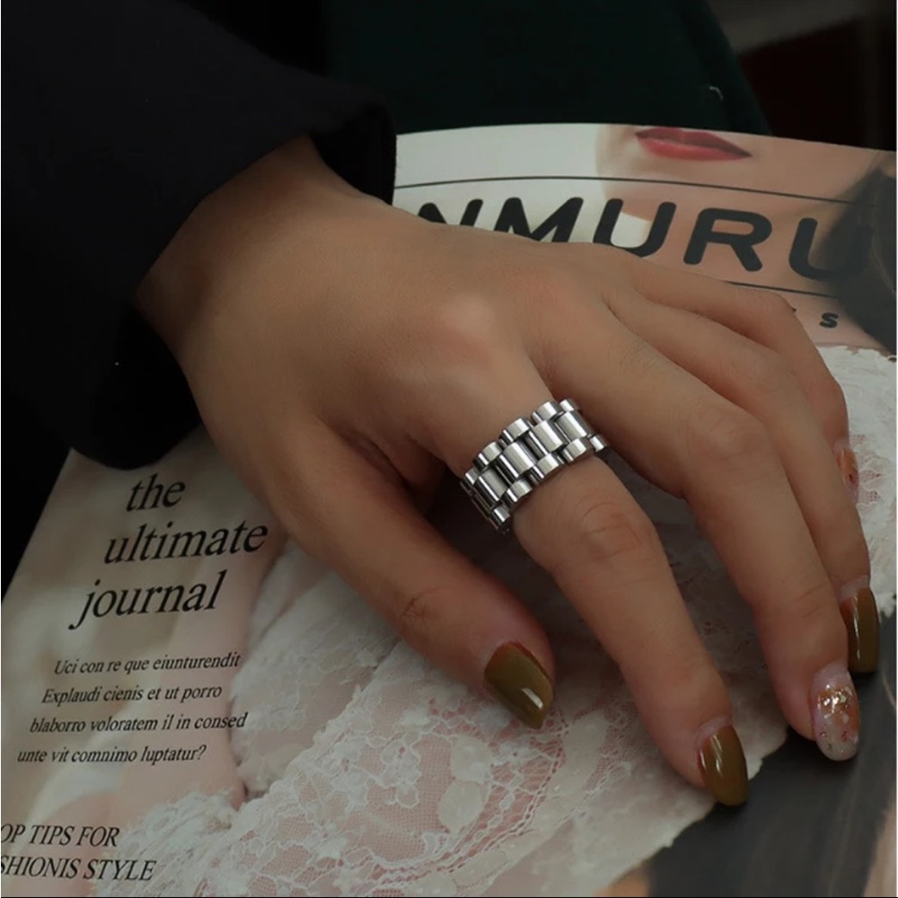 Stainless steel Watch shape ring .